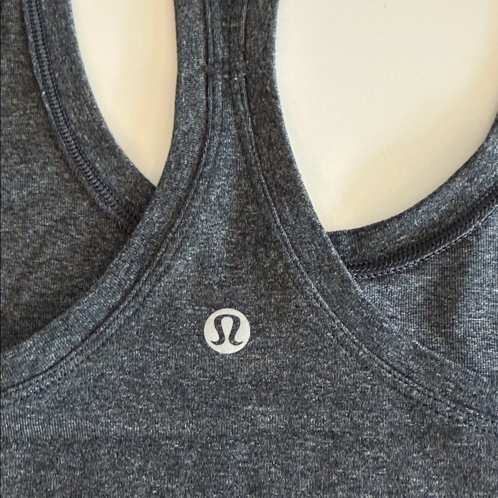 Lululemon size 6 Racerback Tank Top. Dark gray Worn once looks/feels brand new - Picture 3 of 5